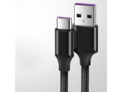 Black braided USB-A to USB Type-C cable